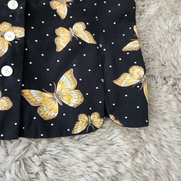 Norton McNaughton Vintage Butterfly Print Suit Vest Black and Yellow Size 12 - Picture 2 of 10